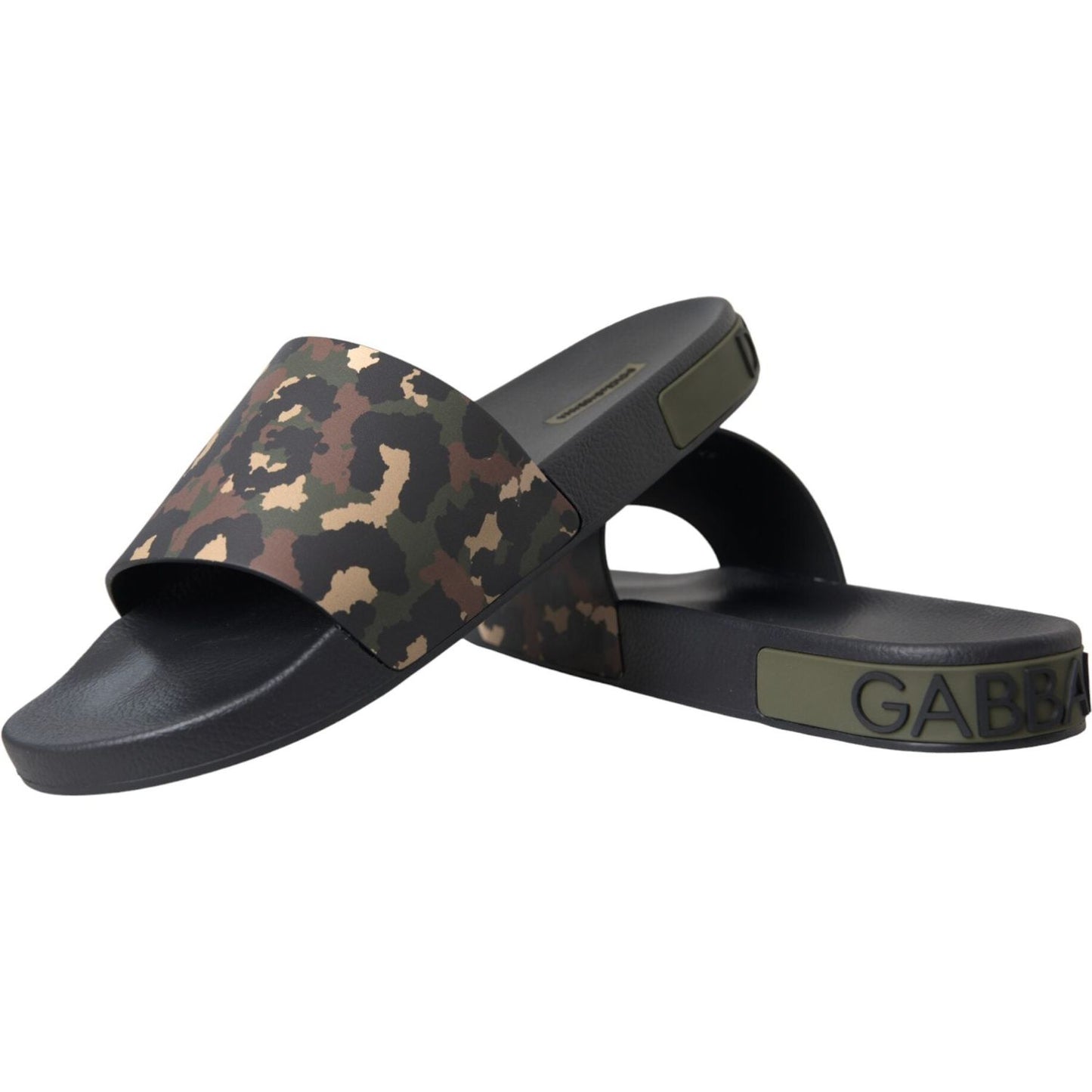 Dolce & Gabbana Multicolor Camouflage Leather Beachwear Men Shoes MV5673-41