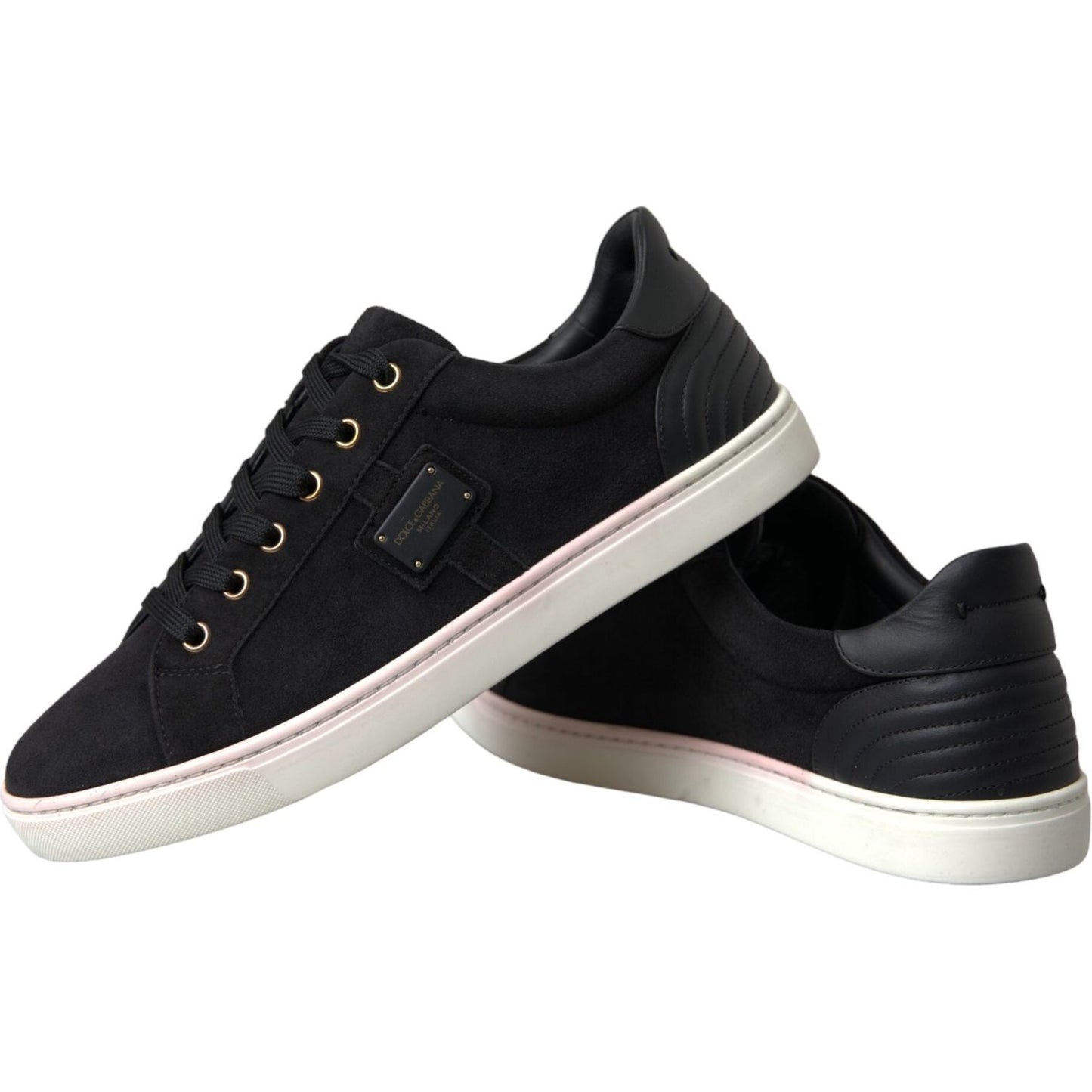 Dolce & Gabbana Black Suede Leather Men Low Top Sneakers Men Shoes MV5687-39.5