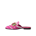 Dolce & Gabbana Pink Jacquard Crystal Mule Flat Sandals Shoes LA11172-38