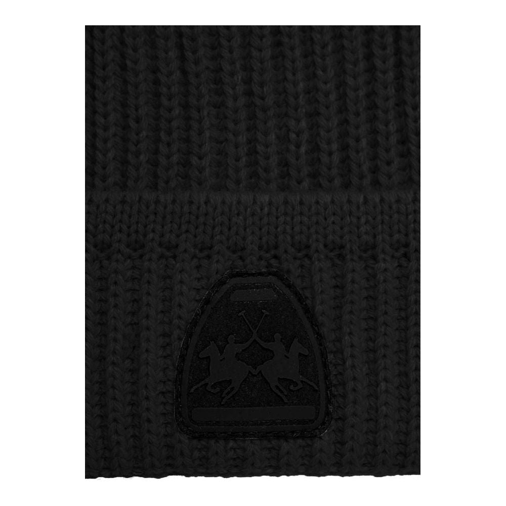 La Martina Black Acrylic Men Beanie LAMA-13151