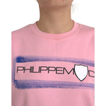 Philippe Model Pink Cotton Logo Print Long Sleeves Pullover Sweater TSH83287-L