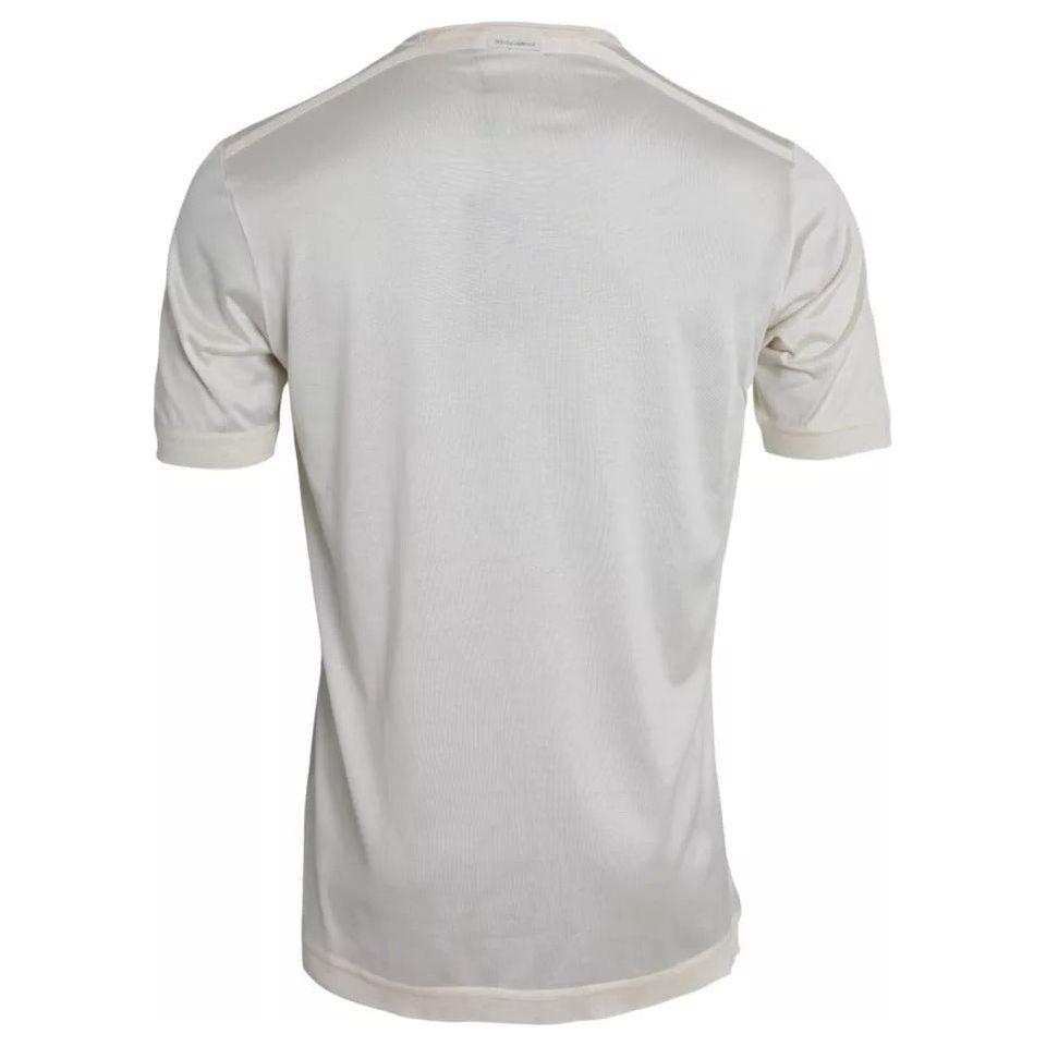 Dolce & Gabbana White Short Button Closure Silk Top T-shirt TSH84862-52