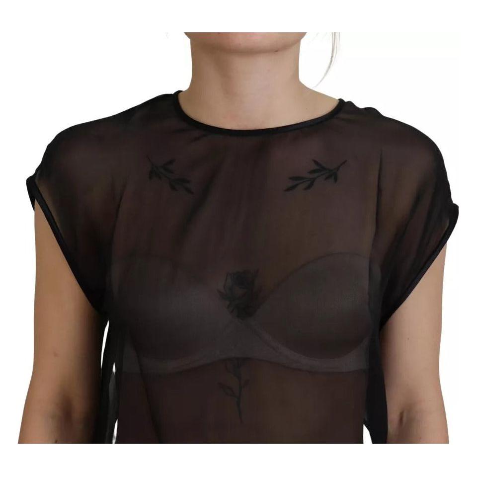 Dolce & Gabbana Black Mesh Transparent Blouse Pullover Top TSH84005-40