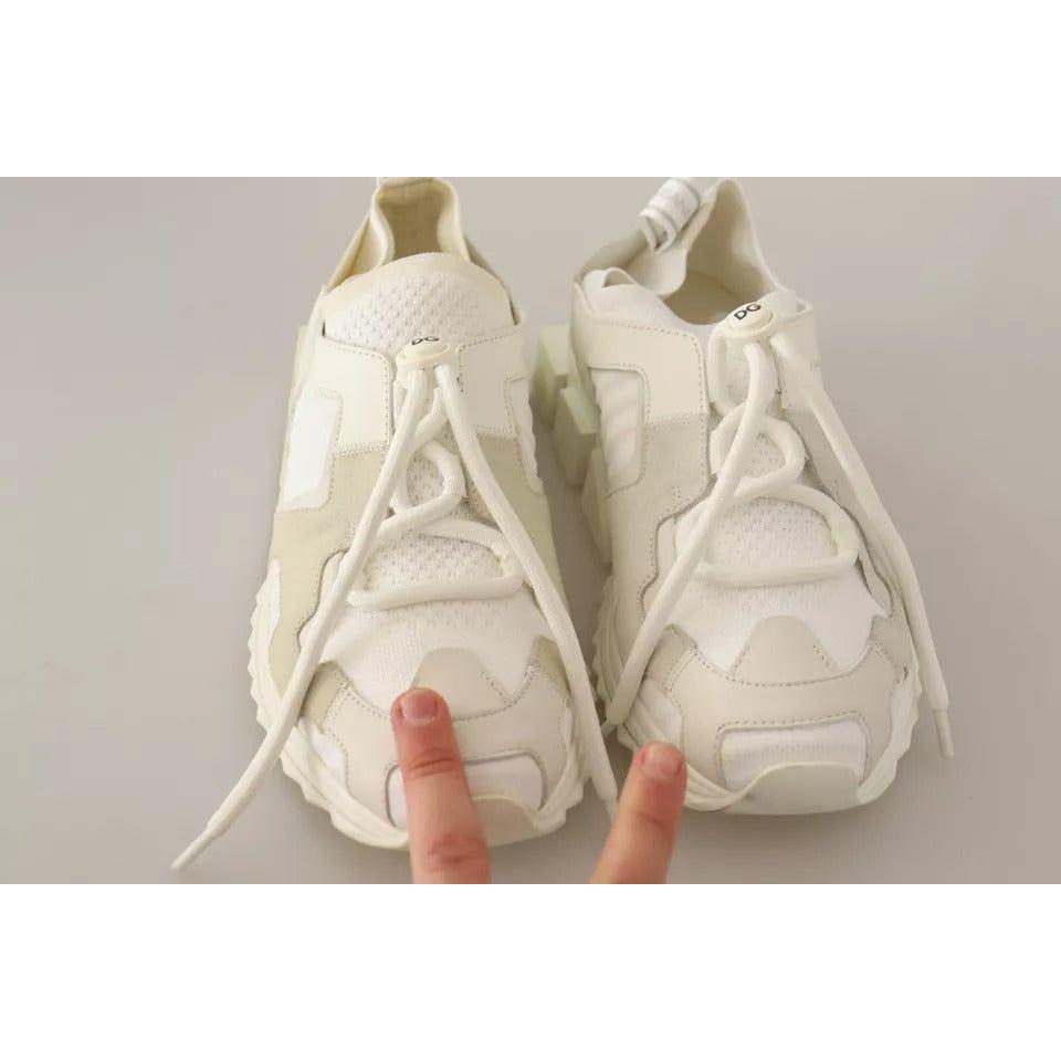 Dolce & Gabbana White Fabric Suede Sorrento Lace Up Sneakers Shoes MV4622-40