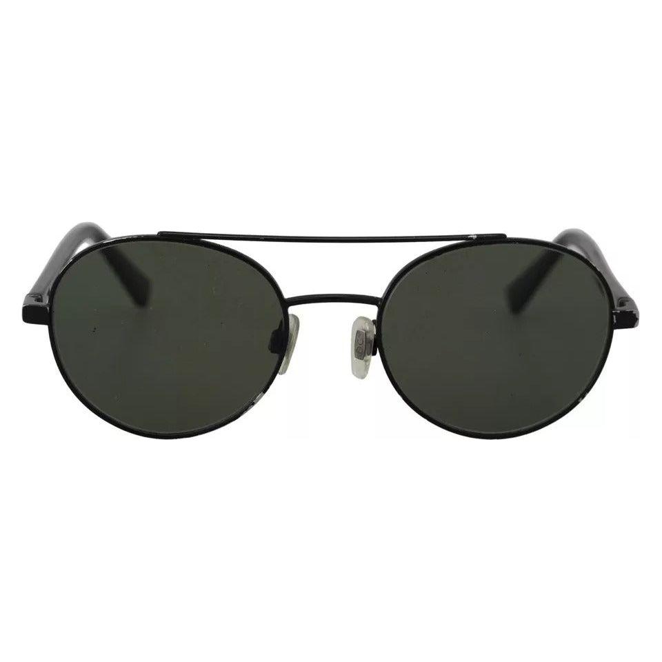Dolce & Gabbana Matte Black Steel Frame Green Lens DG2245 Sunglasses GLA1106
