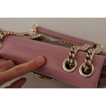 Dolce & Gabbana Pink Red Exotic Skins Gold Chain Purse LUCIA Leather Bag VAS130268
