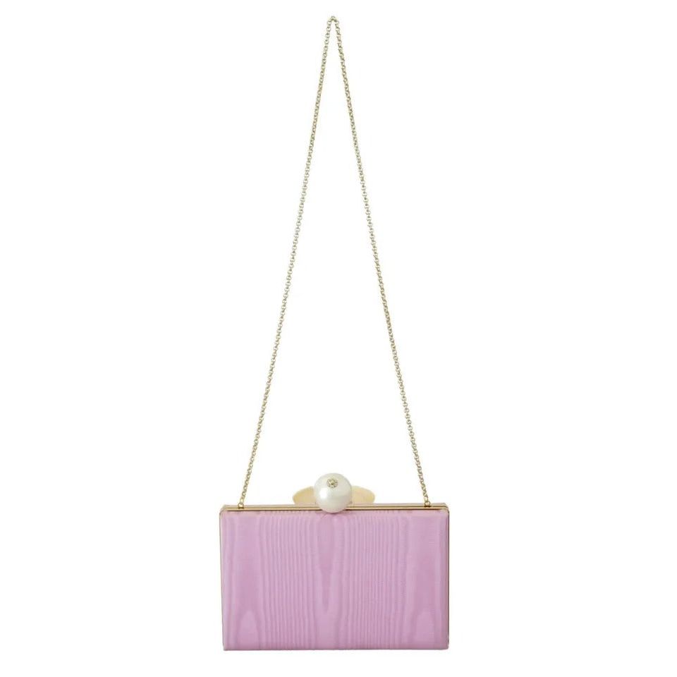 Dolce & Gabbana Pink Silk Gold Frame Clutch Evening Party Purse Bag BAG1006