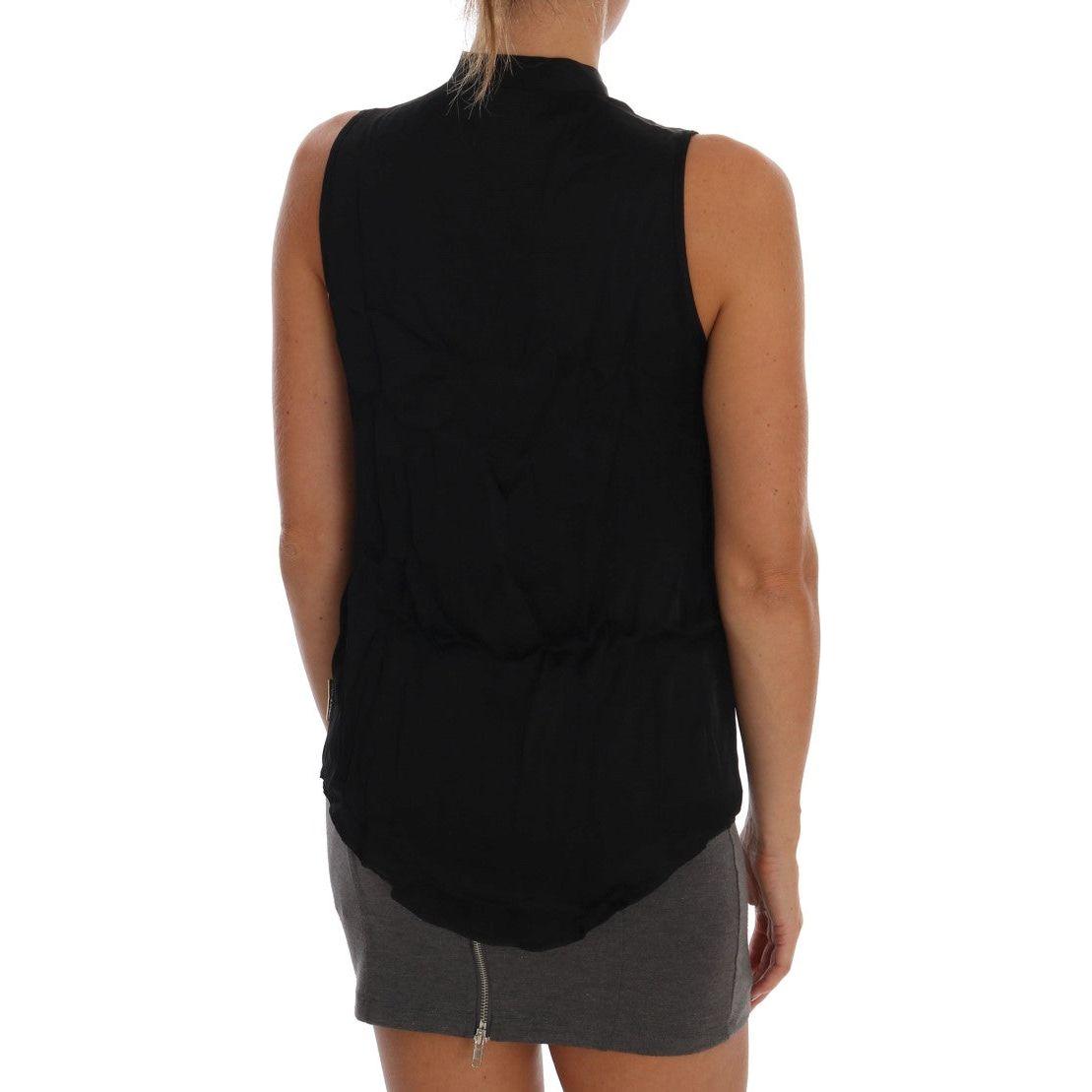 Versace Jeans Black Sleeveless Viscose Blouse Top TSH1470-3