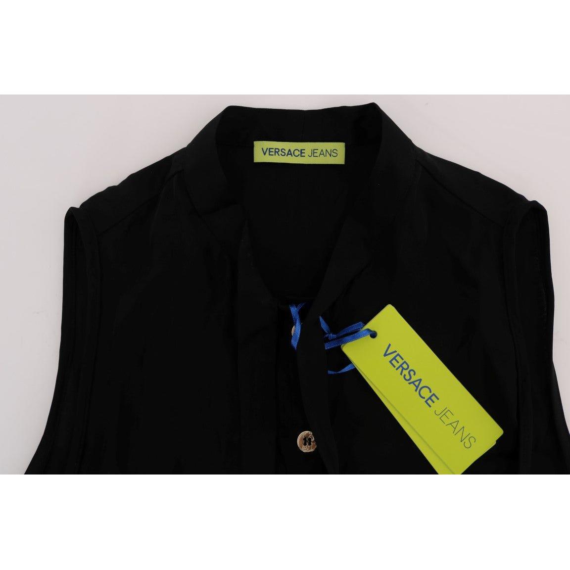 Versace Jeans Black Sleeveless Viscose Blouse Top TSH1470-3