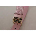 Dolce & Gabbana Pink Jaquard Embroidered Gold Tone Metal Buckle Belt WNB103-75