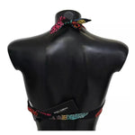 Dolce & Gabbana Black Corals Print Swimsuit Beachwear Bikini Top BIK1229-1