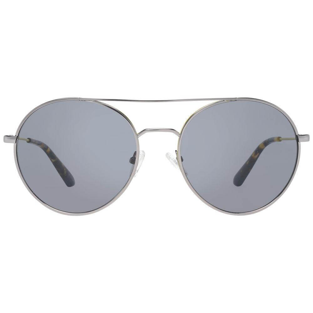 Gant Gray Men Sunglasses with gunmetal metal frame and grey plastic oval lenses, 100% UVA & UVB protection, includes branded case.