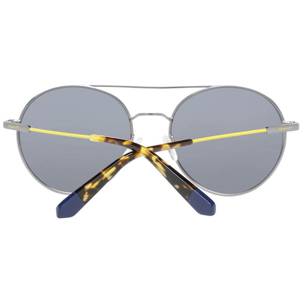 Gant gray men's sunglasses with gunmetal frame, oval grey lenses, metal construction, and 100% UVA & UVB protection, 58-20-150 size.