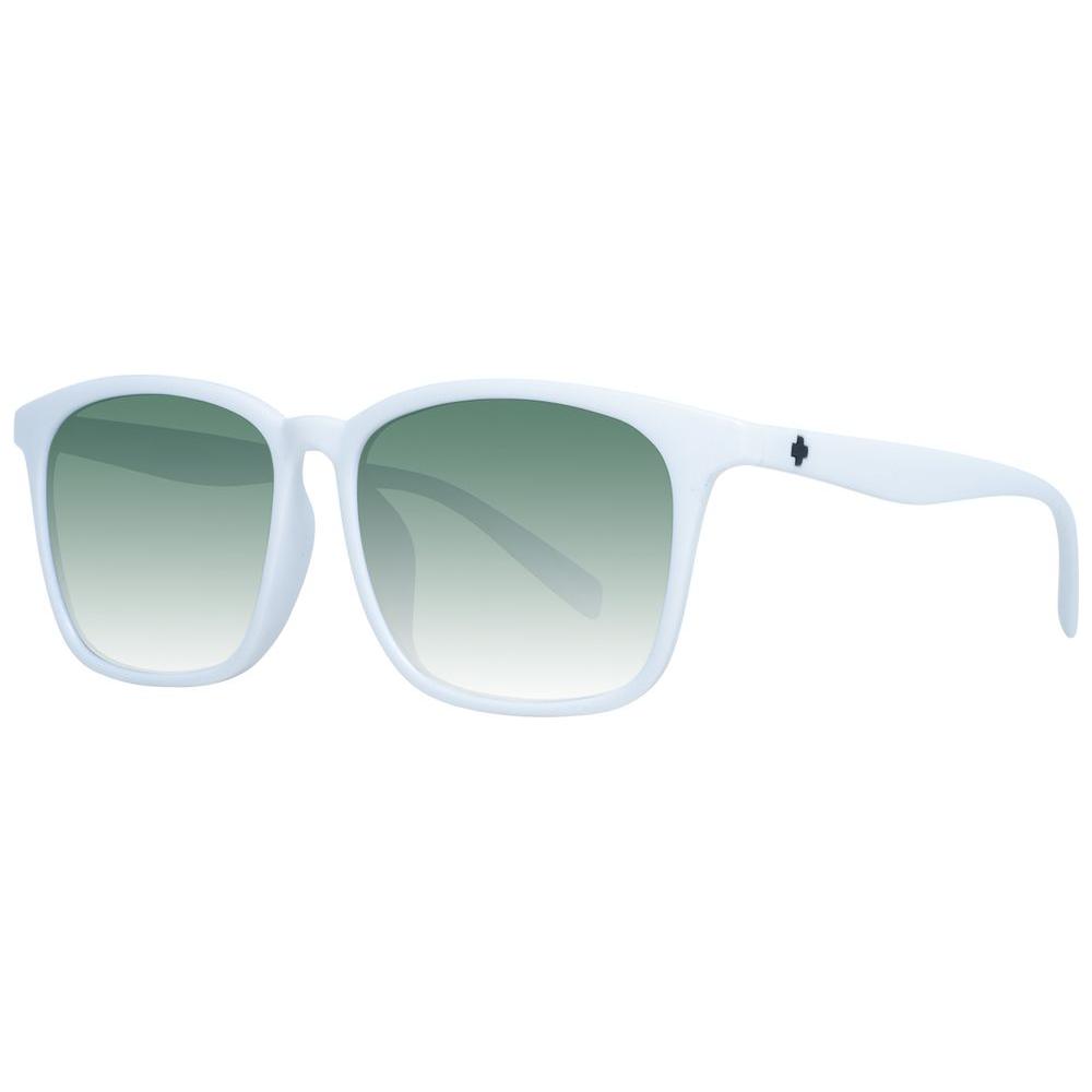 Spy white unisex sunglasses with trapezium gradient lenses offering 100% UVA & UVB protection, full-rim plastic frame.