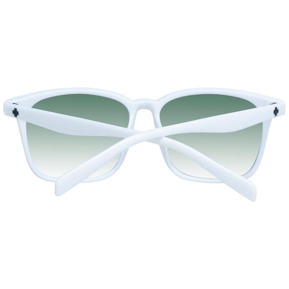 Spy White Unisex Sunglasses with full-rim white plastic frame and gradient purple lenses, 100% UVA & UVB protection.