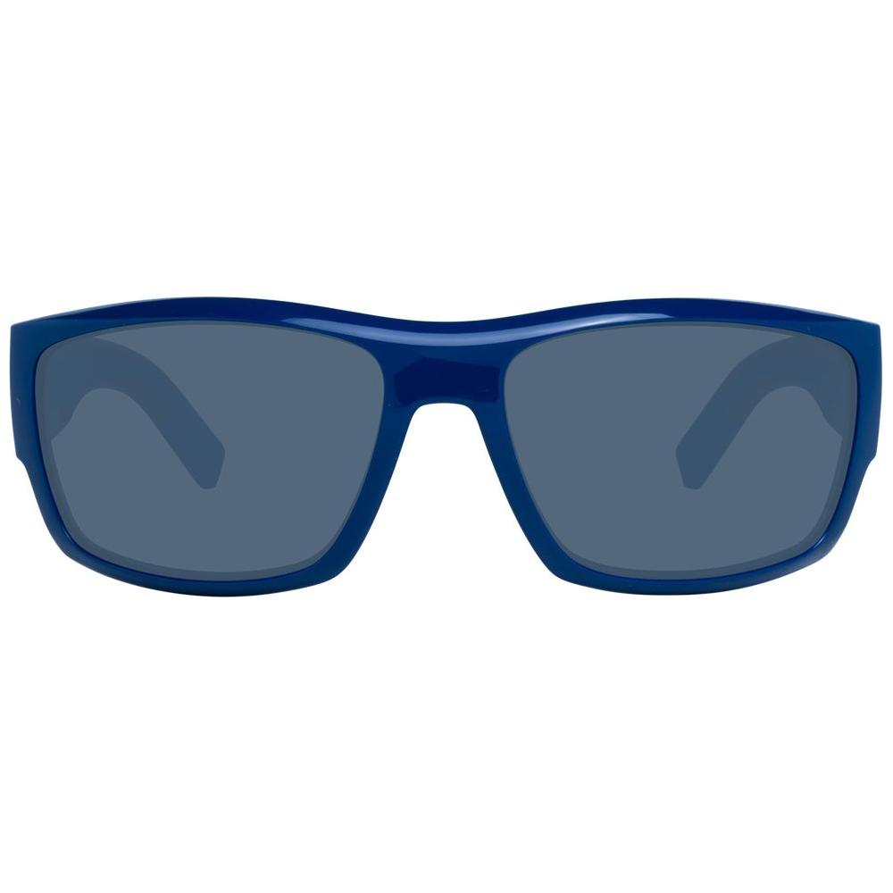 Tommy Hilfiger blue unisex sunglasses, full-rim trapezium style with eco polyamide frame and plastic lenses. 100% UVA & UVB protection.