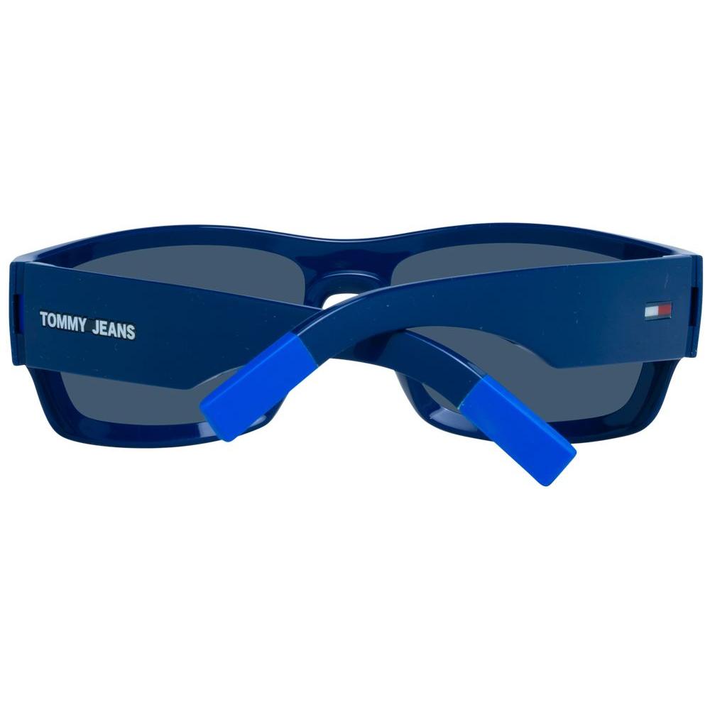 Tommy Hilfiger blue unisex trapezium sunglasses with eco polyamide full-rim frame and 100% UV protection.