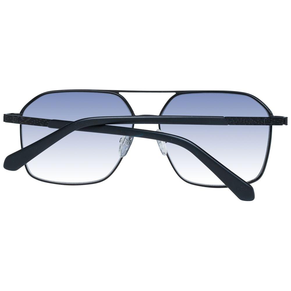 Guess black aviator sunglasses for men with blue mirrored gradient lenses, full-rim metal frame, 100% UVA & UVB protection.