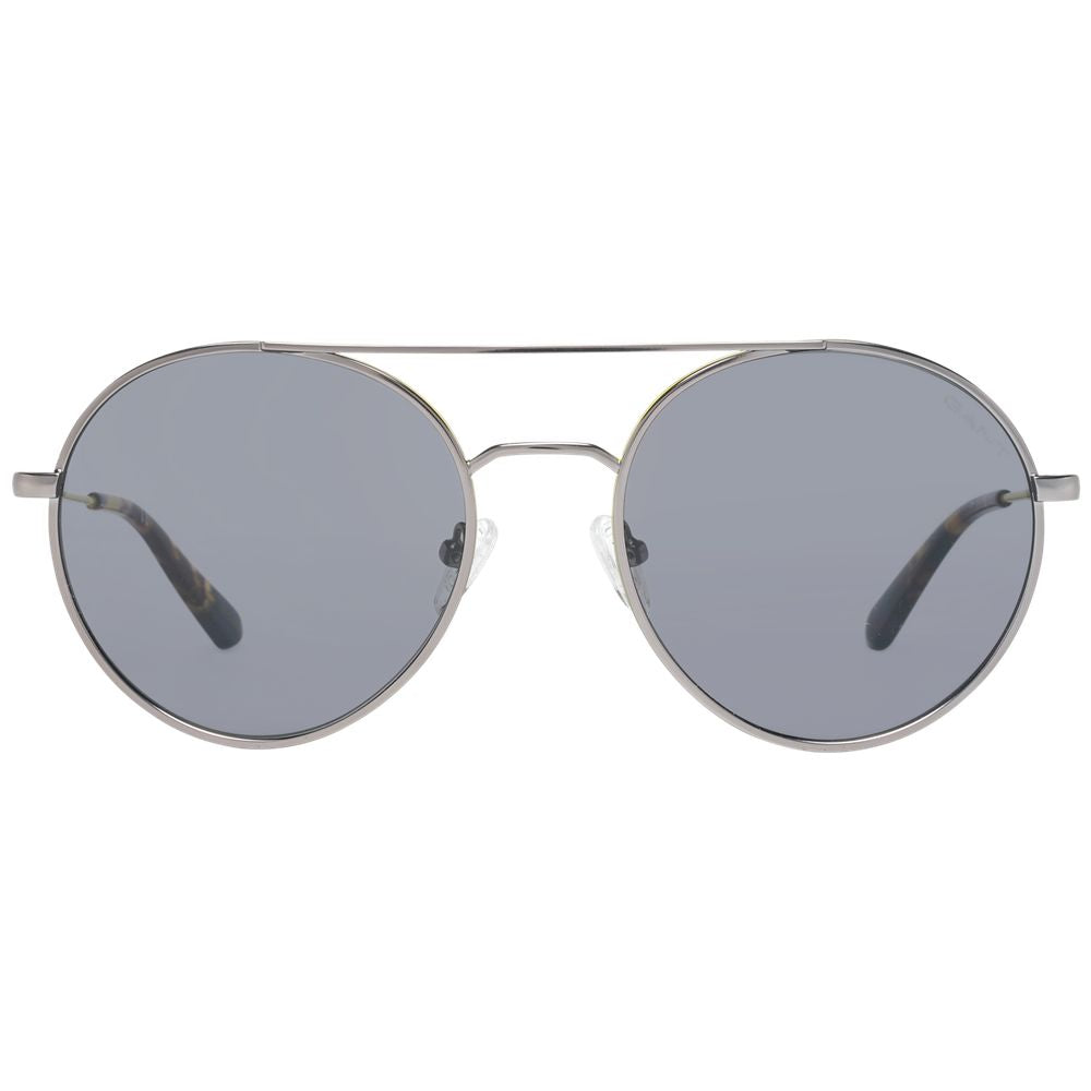 Gant Gray Round Sunglasses for Men, Gunmetal Frame, Grey Plastic Lenses, Full-Rim Metal Design, 100% UVA & UVB Protection