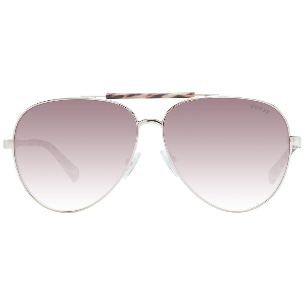 Guess brown unisex aviator sunglasses with full-rim metal frame and gradient lenses, includes branded case, UVA & UVB protection.