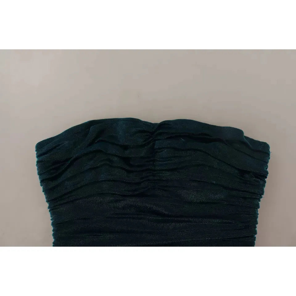 Dolce & Gabbana Turquoise Bustier Bodice Draped Midi Dress DR28617#2- 40