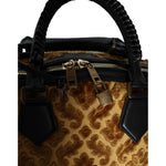 Dolce & Gabbana Beige Velvet Top Handle Shoulder Duffle Women Bag BAG1583