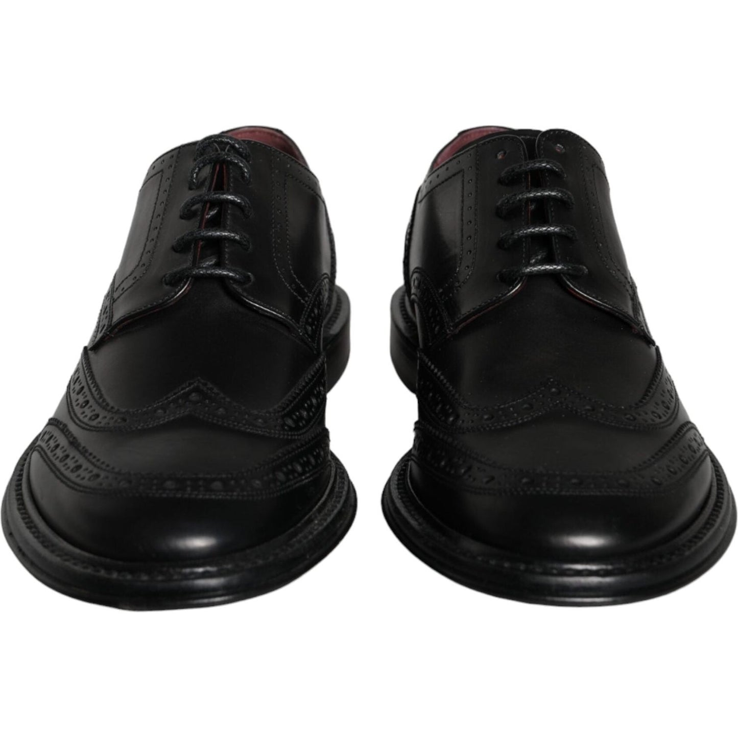 Dolce & Gabbana Black Leather Oxford Wingtip Formal Men Shoes MV6069-39