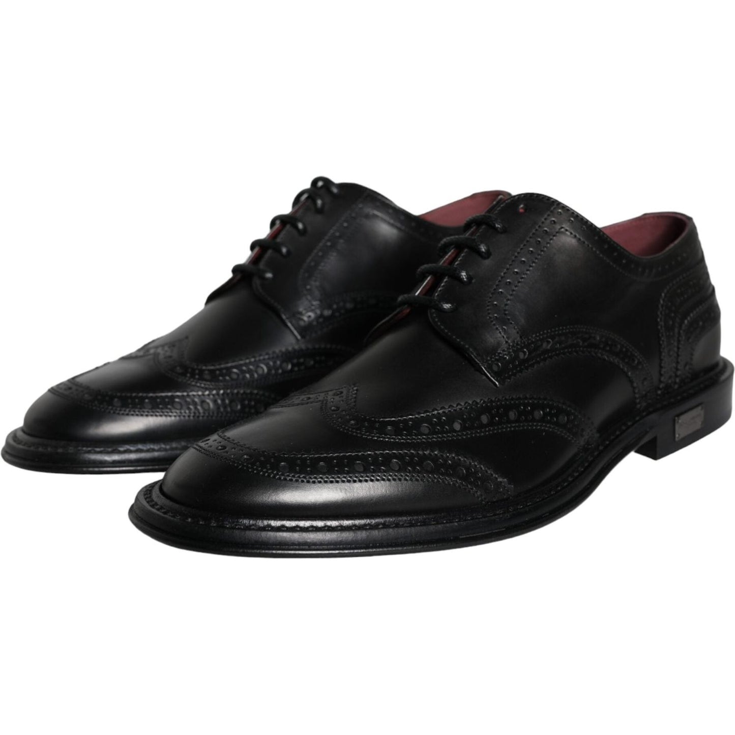 Dolce & Gabbana Black Leather Oxford Wingtip Formal Men Shoes MV6069-39