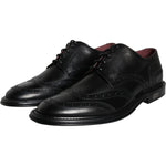 Dolce & Gabbana Black Leather Oxford Wingtip Formal Men Shoes MV6069-39