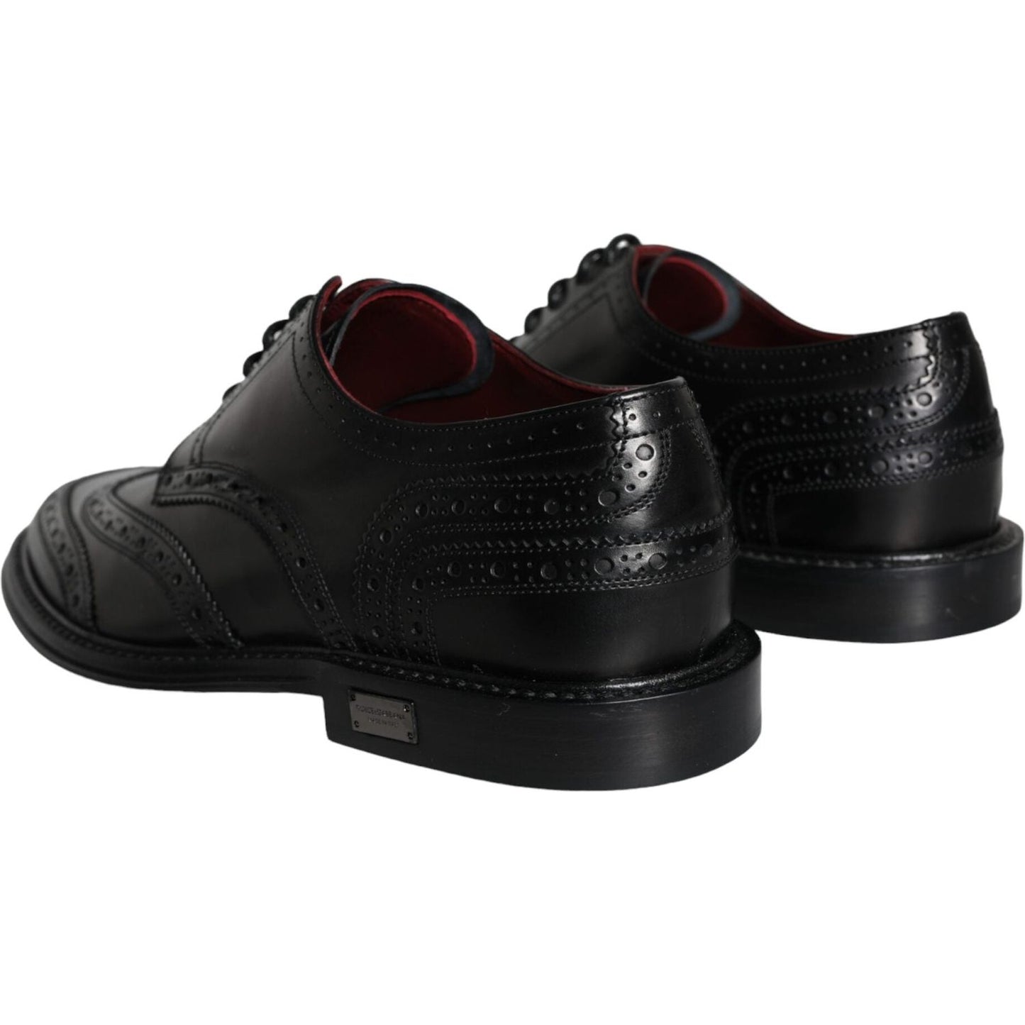 Dolce & Gabbana Black Leather Oxford Wingtip Formal Men Shoes MV6069-39