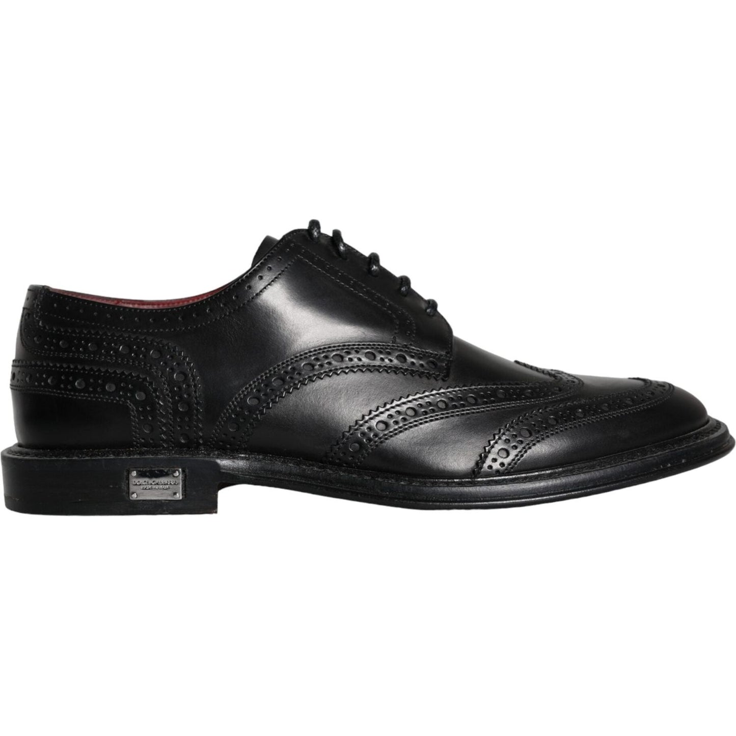 Dolce & Gabbana Black Leather Oxford Wingtip Formal Men Shoes MV6069-39