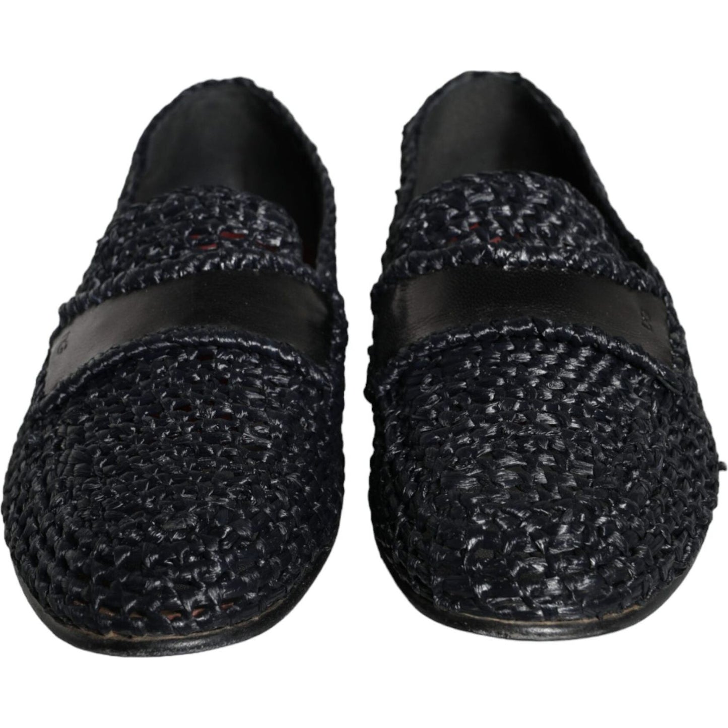 Dolce & Gabbana Black Woven Raffia Slip On Loafers Men Shoes MV6086-40