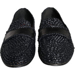 Dolce & Gabbana Black Woven Raffia Slip On Loafers Men Shoes MV6086-40