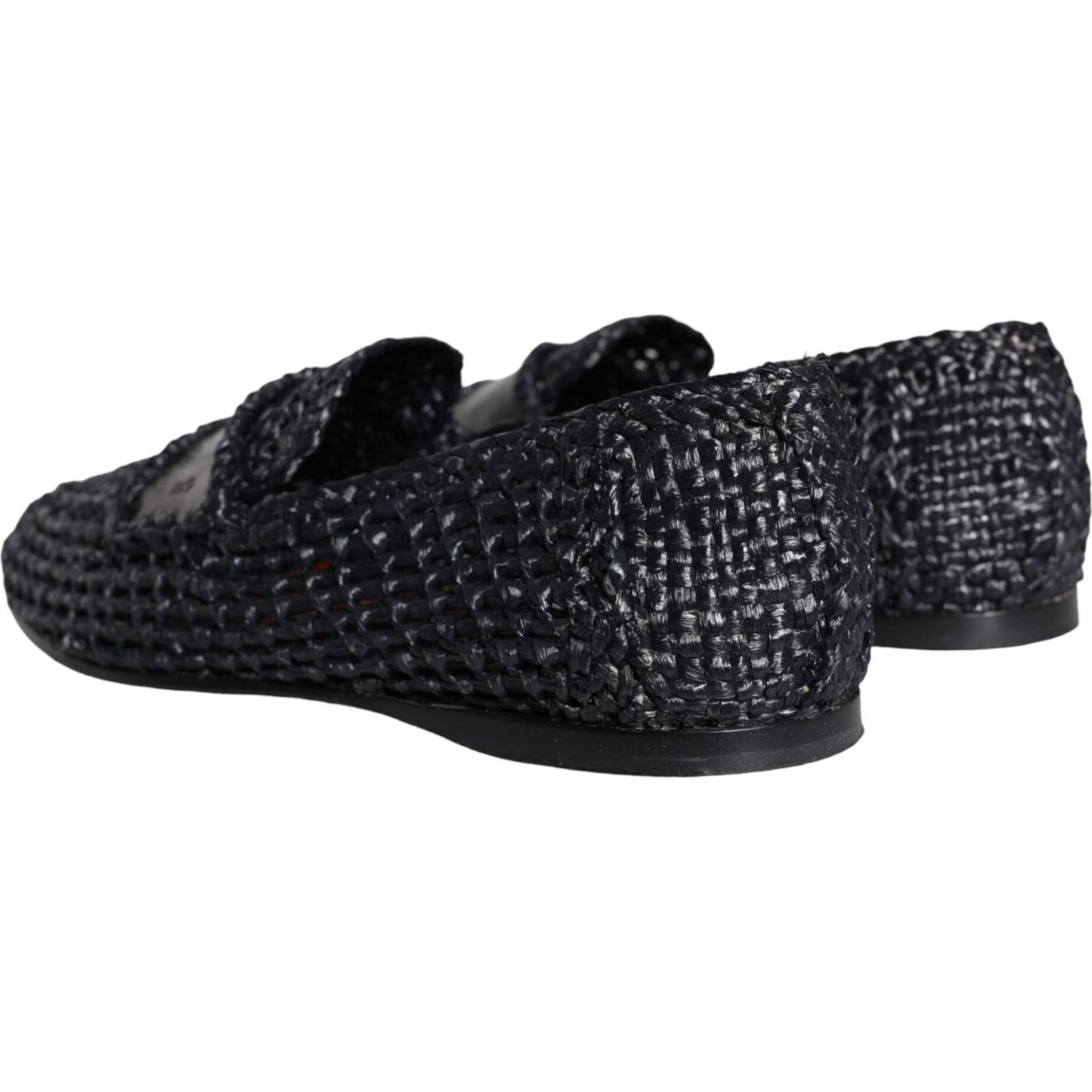 Dolce & Gabbana Black Woven Raffia Slip On Loafers Men Shoes MV6086-40