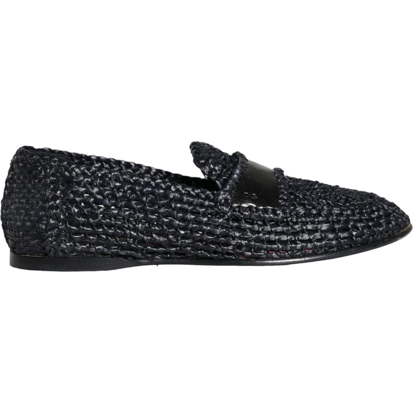 Dolce & Gabbana Black Woven Raffia Slip On Loafers Men Shoes MV6086-40