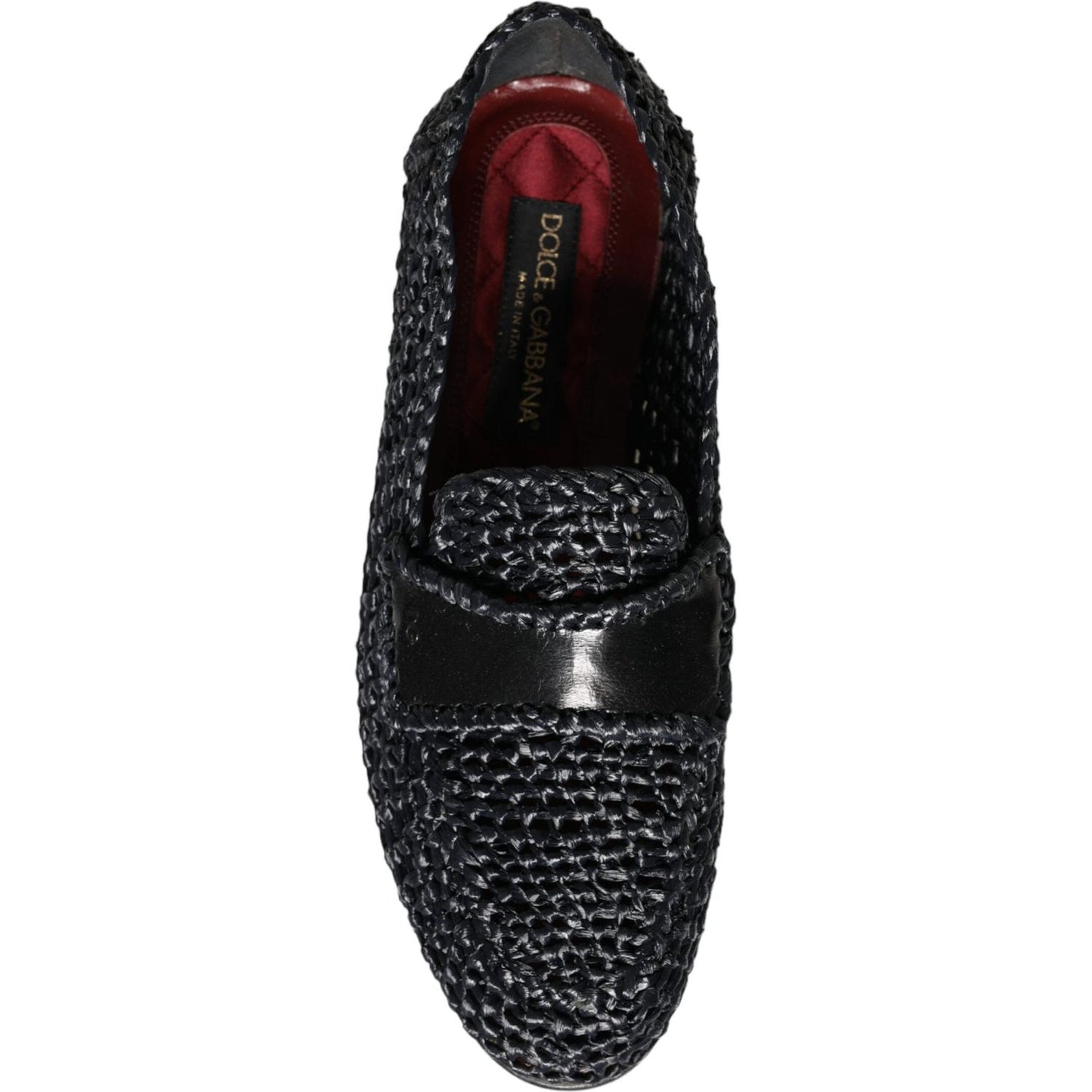 Dolce & Gabbana Black Woven Raffia Slip On Loafers Men Shoes MV6086-40
