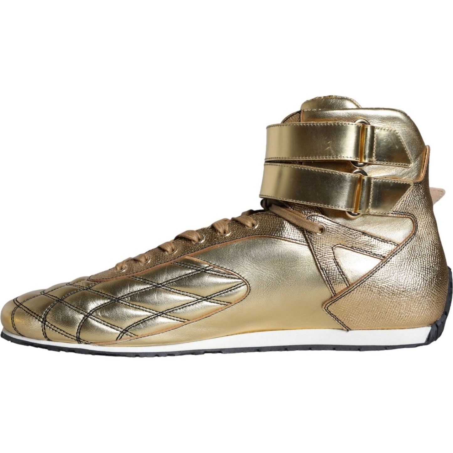 Dolce & Gabbana Gold Leather Sartoria High Top Sneakers Shoes MV6122-44