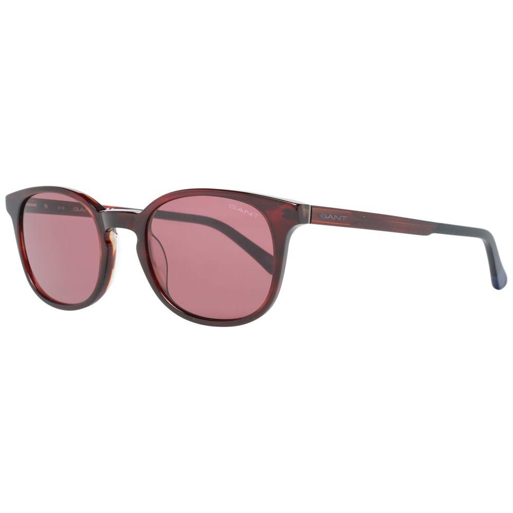 Gant brown men's sunglasses with burgundy lenses, square full-rim plastic frame, 100% UVA & UVB protection.
