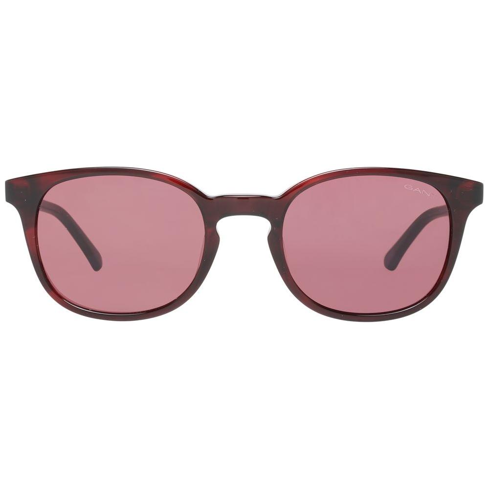Gant brown full-rim square men's sunglasses with burgundy lenses, plastic frame, 100% UVA & UVB protection, size 51-21-145.