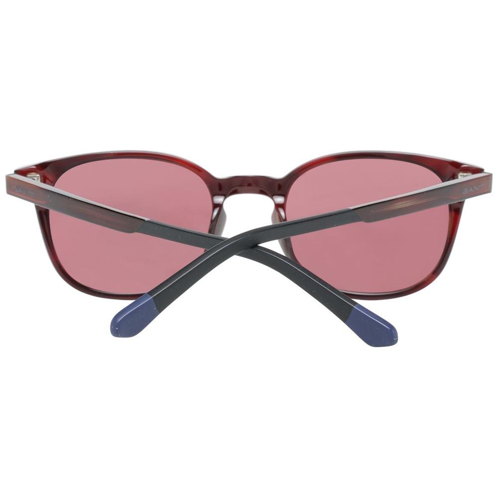 Gant brown men's sunglasses with burgundy lenses, plastic frame, full-rim square style, 100% UVA/UVB protection, no spring hinge