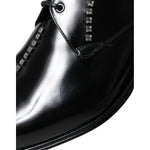 Dolce & Gabbana Black Leather Crystal Dress Formal Shoes MV5595-40