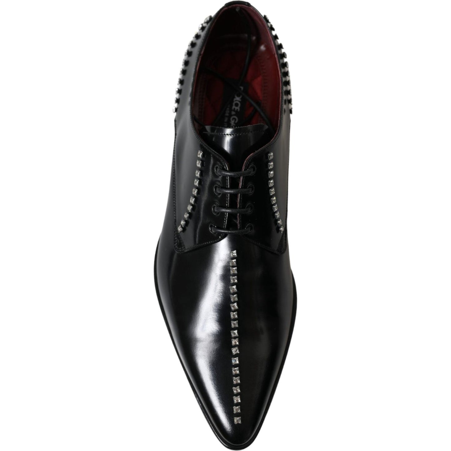 Dolce & Gabbana Black Leather Crystal Dress Formal Shoes MV5595-40
