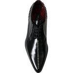 Dolce & Gabbana Black Leather Crystal Dress Formal Shoes MV5595-40