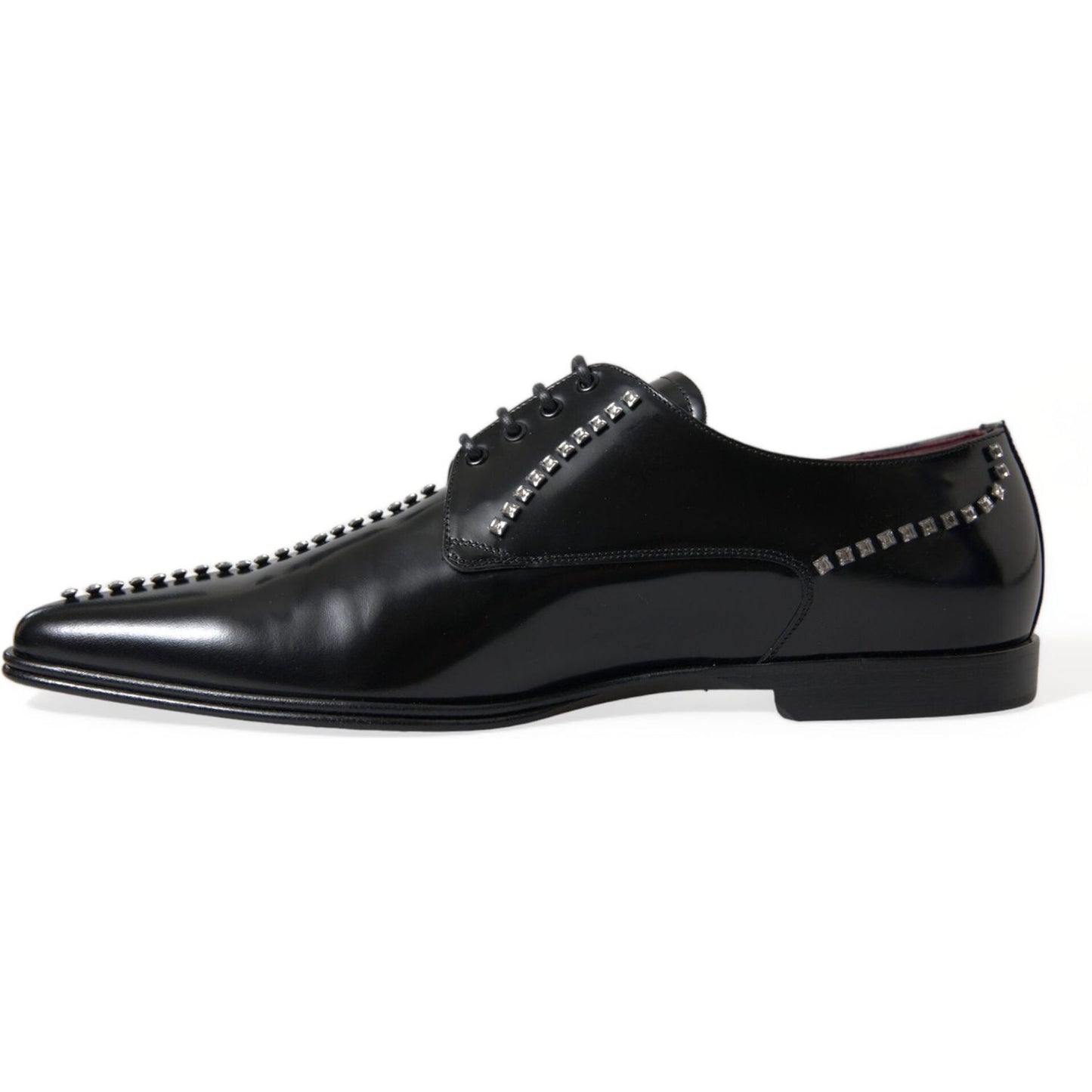 Dolce & Gabbana Black Leather Crystal Dress Formal Shoes MV5595-40