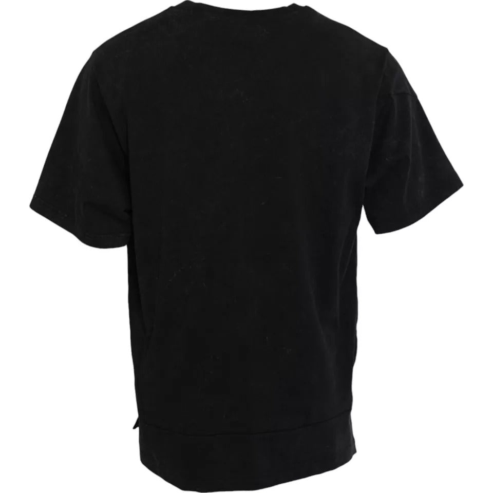 Dolce & Gabbana Black Graphic Print Cotton Crew Neck T-shirt TSH86575-50