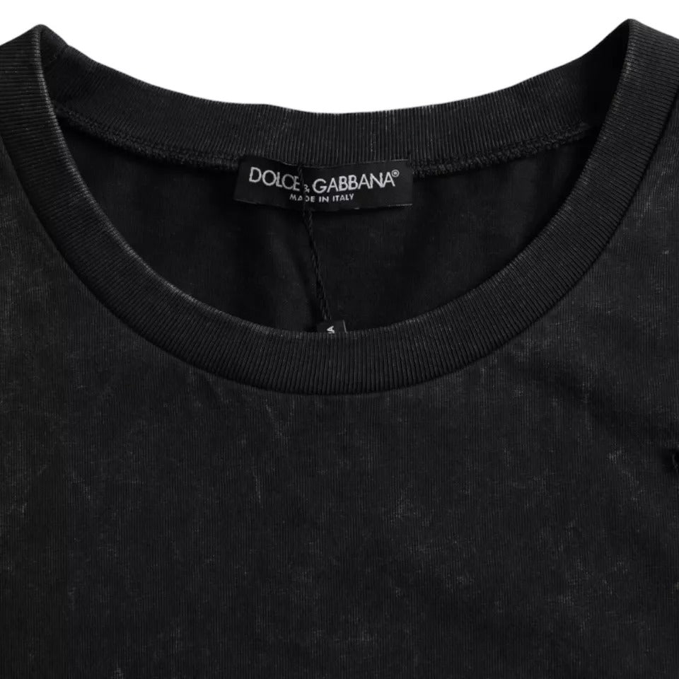 Dolce & Gabbana Black Graphic Print Cotton Crew Neck T-shirt TSH86575-50