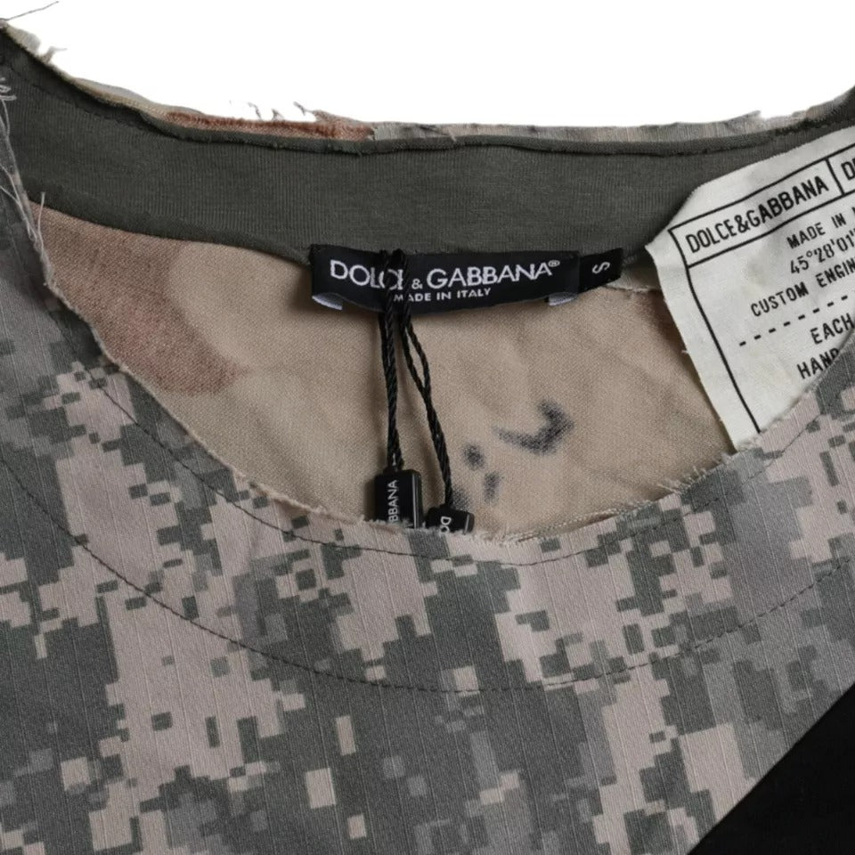 Dolce & Gabbana Multicolor Camouflage Cotton Round Neck Men T-shirt TSH86463-46