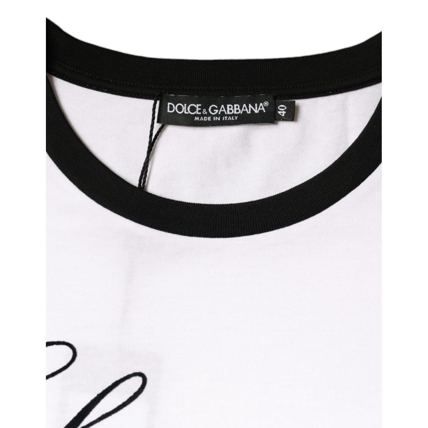 Dolce & Gabbana White Eleganza Print Cotton Short Sleeves T-shirt
