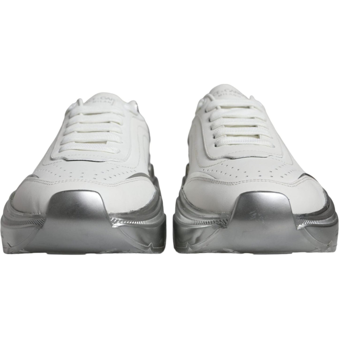 Dolce & Gabbana White Silver Daymaster Low Top Sneakers Shoes MV5095-40