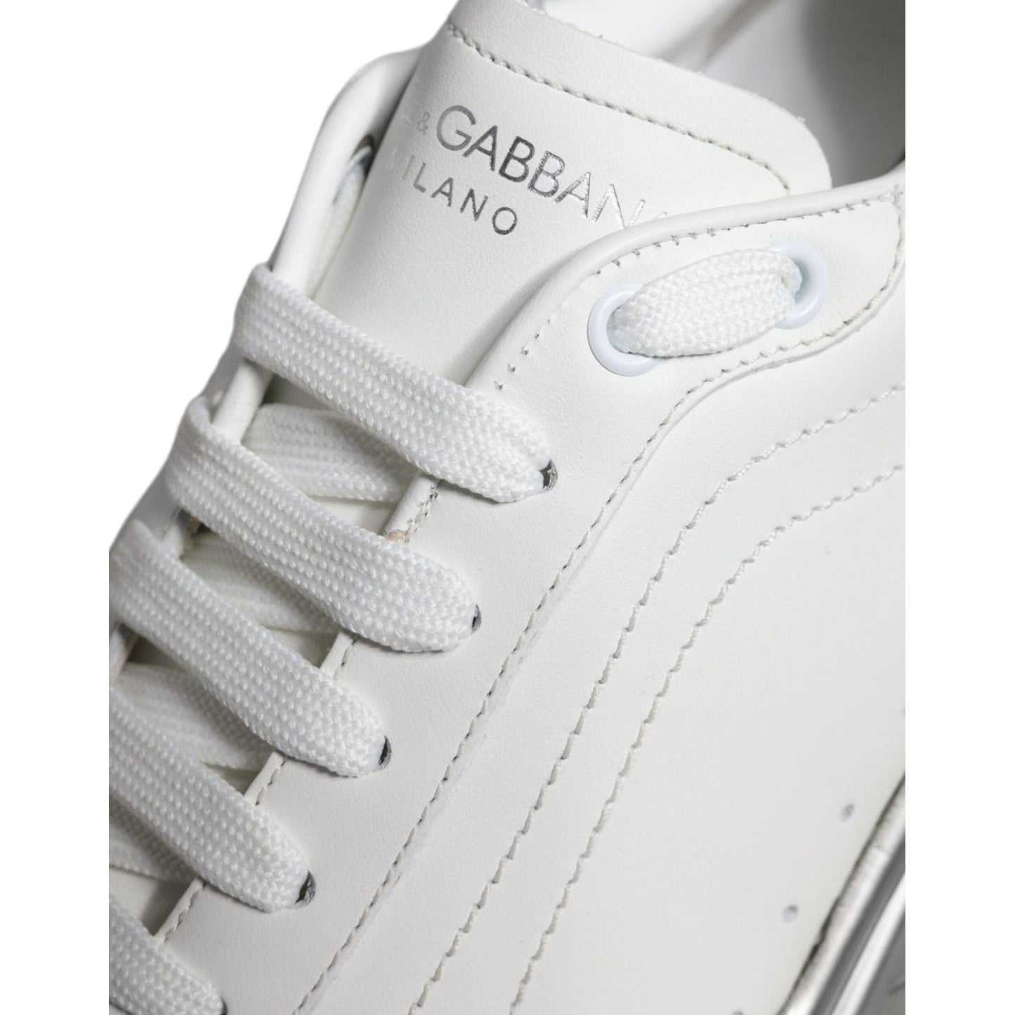 Dolce & Gabbana White Silver Daymaster Low Top Sneakers Shoes MV5095-40